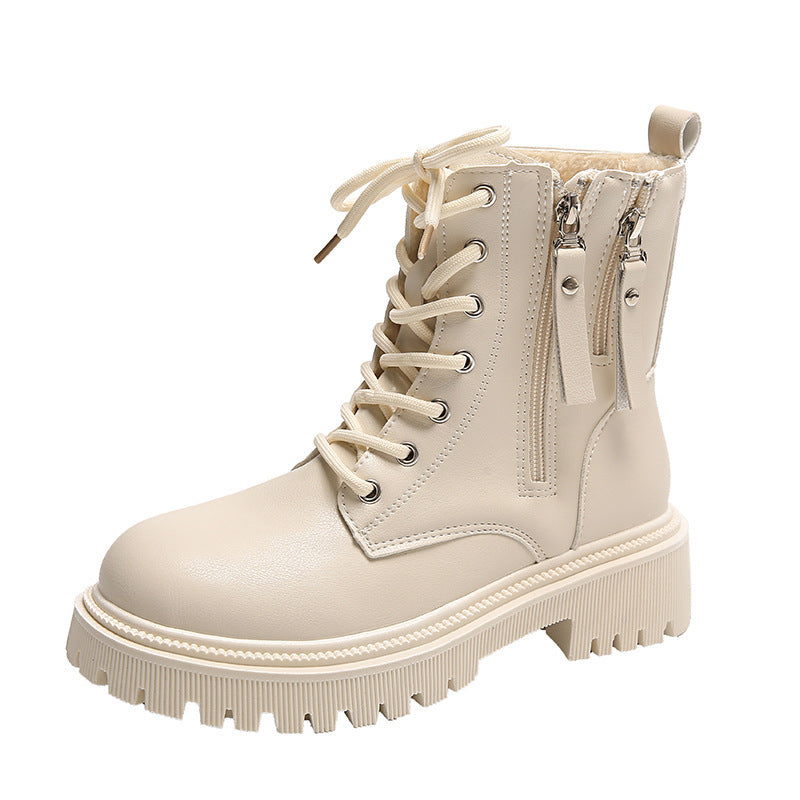 Bottes femme Martin™ élégantes en cuir noir.