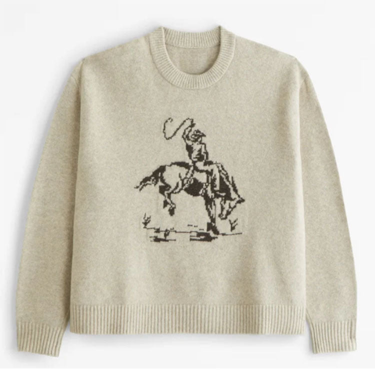 Détail du col rond classique du pull KnitEase™.